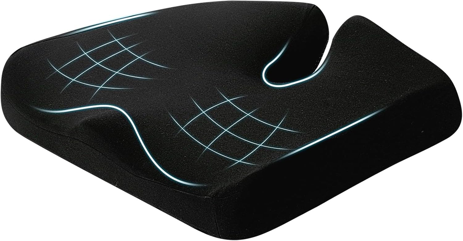 9villa Extra Large Orthopedic Memory Foam Coccyx Seat Cushion | Perfect Use Hip,Tailbone, Sciatica & Back Pain Relief | Office Chair & Wheelchair Seat Pads,Car,Chair & Meditation (Pro Coccyx + Lumbar)