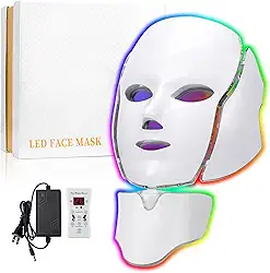 TIMSUMR Máscara Facial De Led, Terapia De Luz, Terapia De Luz Vermelha Para Rosto, Máscara Facial De Led De 7 Cores, Máscara Para Cuidados Com A Pele Do Pescoço, Para Salões De Beleza E Uso Domésti