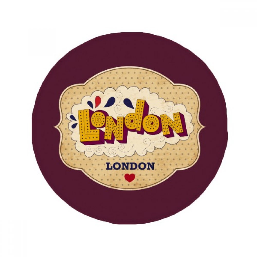 Tapis rond Londres 80cm antidérapant avec motif timbre vintage pour cuisine et salon