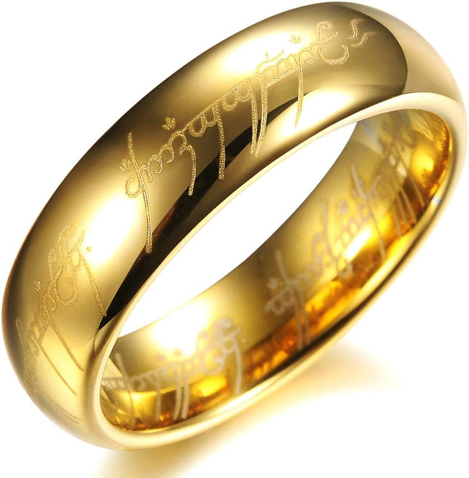 Jewellery High Polished 18K Gold Plated Tungsten Carbide Steel Men's Wedding Rings Finger Band