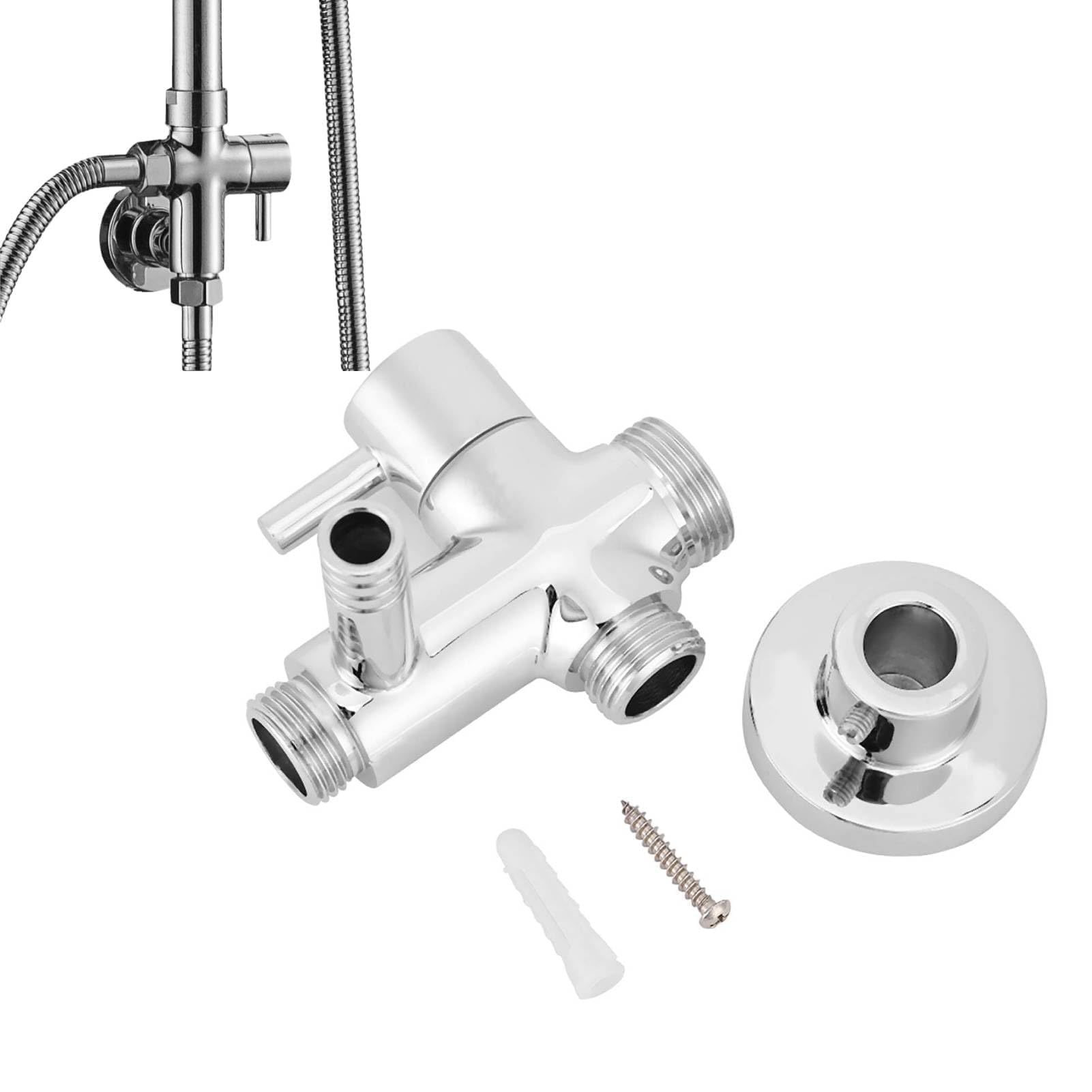 Shower Diverter, G1/2 Shower Valve Copper Shower Hose Attachment with Base Accessories for Hand Held Shower Replacement Part - Image 2