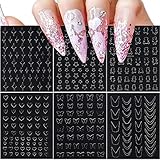 CHANGAR 6 Sheets Hollow Out Nail Stencil Sticker for Nail Art Spray Paint Decals Star Butterfly Bear