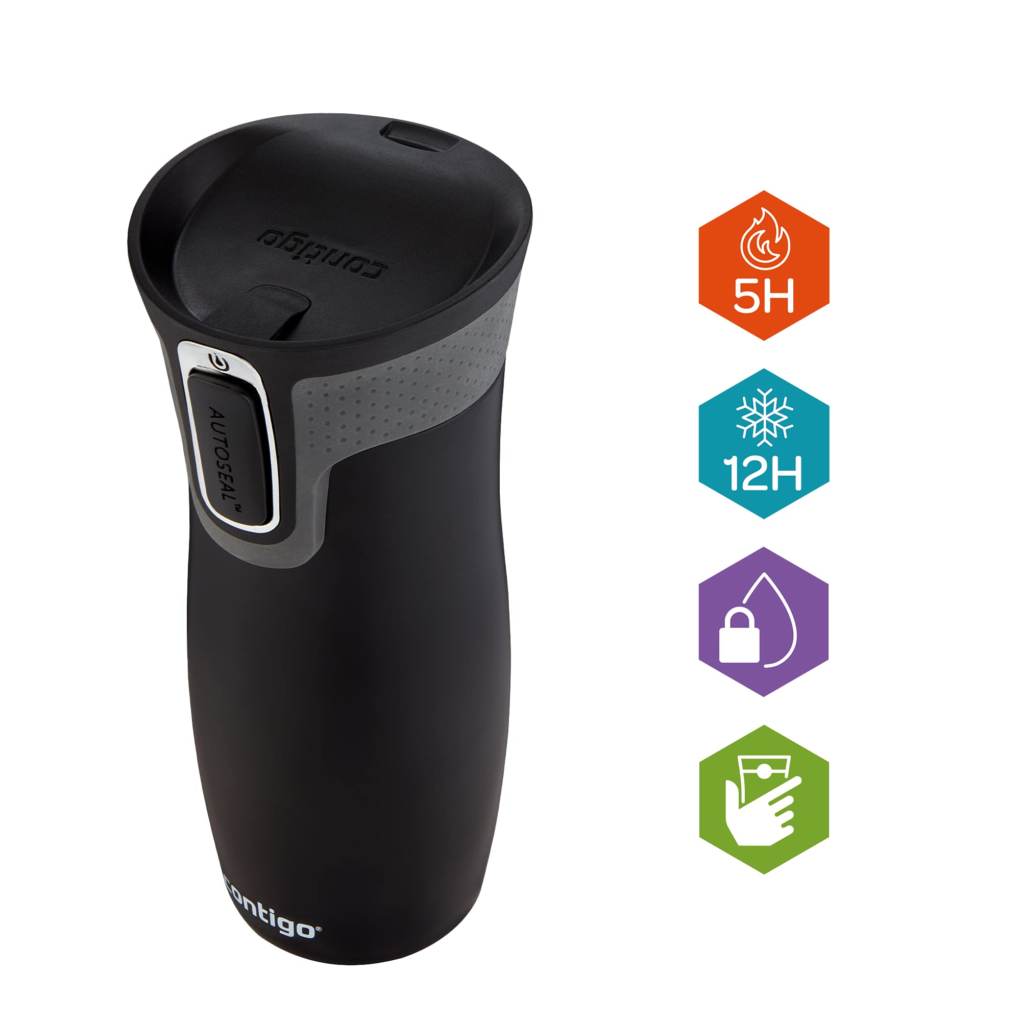Contigo Thermobecher West Loop Autoseal, Edelstahl Isolierbecher & Trinkflasche Swish Autoseal, große BPA-freie Kunststoff Wasserflasche für Kinder