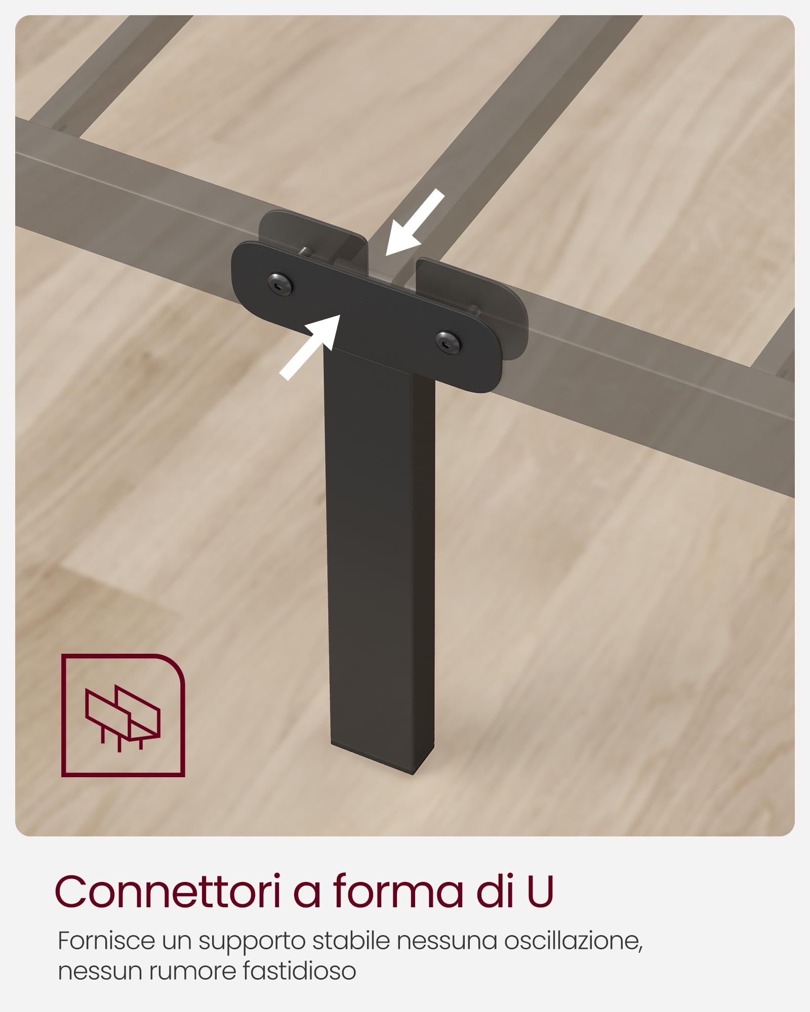 VASAGLE Struttura Letto Matrimoniale, Letto a Doghe in Metallo per Materassi di 160 x 190 cm, per Stanza di Ospiti, Montaggio Facile, per Spazi Piccoli, Nero Inchiostro RMB069B01