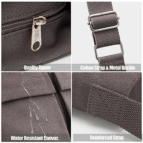 Image of KALIDI Canvas Tote Bag Zipper Large Crossbody Shoulder Bag Messenger Bag