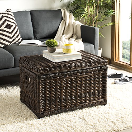 Happimess Hpm9002A Elijah 30" Wicker Storage Trunk, Collapsible For Flat Storage, Rattan-Sarang Buaya, Coastal For Office, Dorm Room-Livingroom, Bedroom, Dining Room, Brown #TOP2