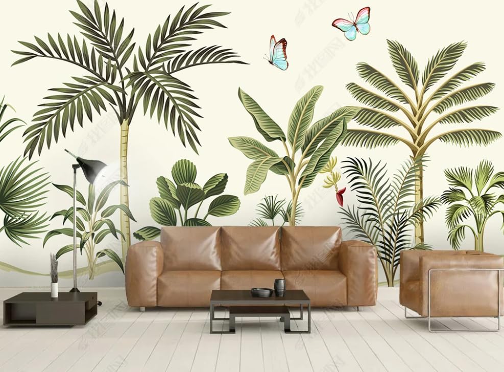 Papier peint intissé papillon plante tropicale poster géant mural salon chambre 400x280