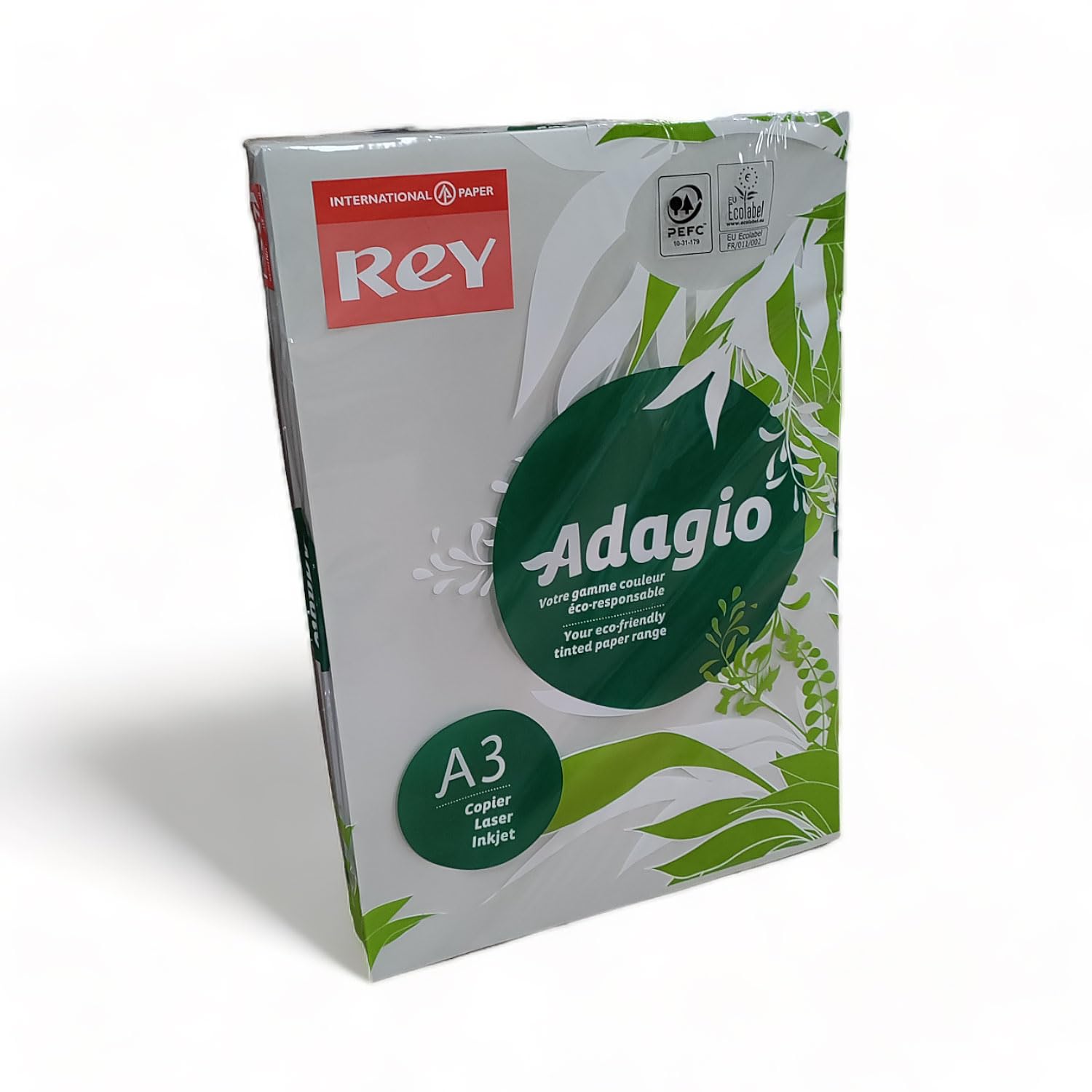 Rey Adagio A3 80gsm (500 Sheets) Grey Paper - for Laser, Copiers and Inkjet Printers - 1 Ream