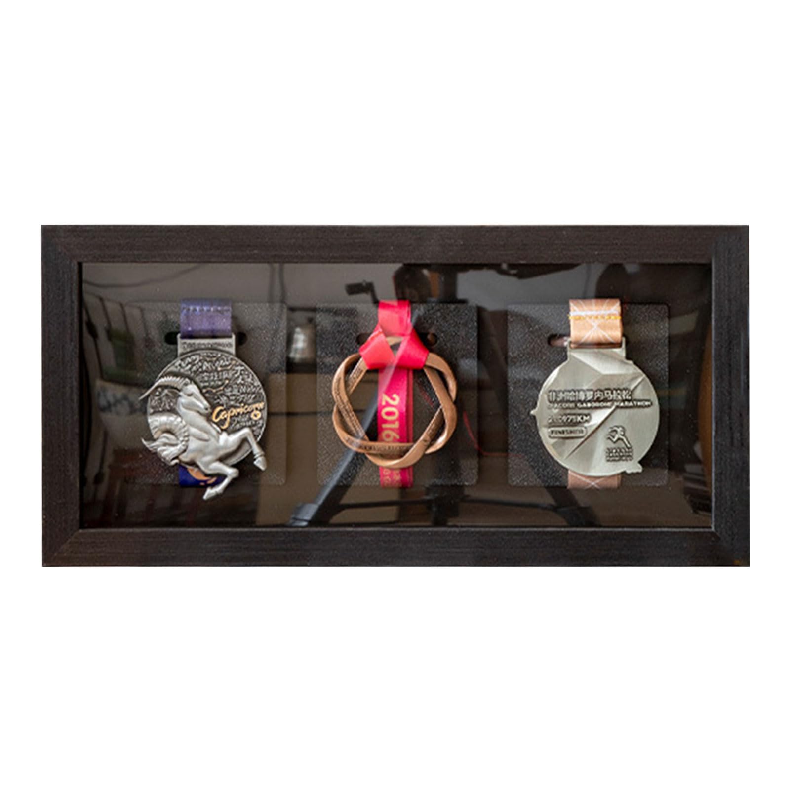 Stylish Ribbon Presentation Frame Crafted From Hardwood Great for Honoring Accomplishments Elegant Achievement Holder Frame with Roomy Design Fits Numerous Badges