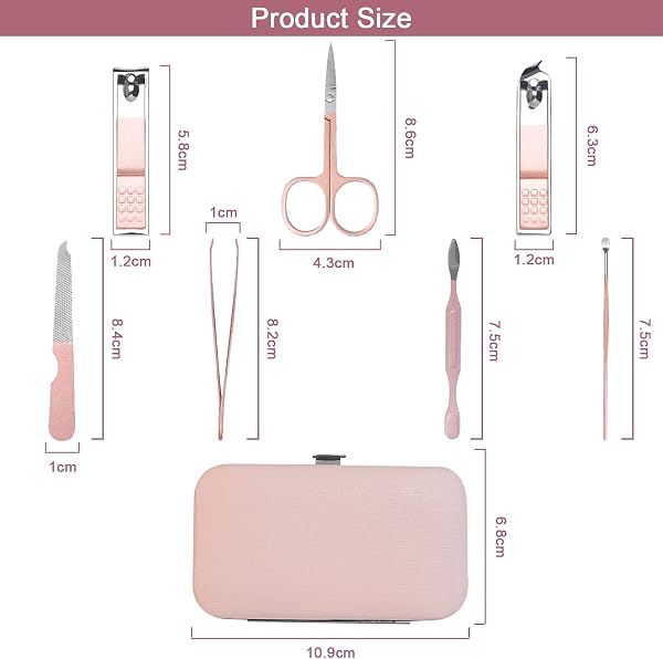7 in 1 Premium Manicure Set, Nail Clippers, Scissors, Pedicure, Stainless Steel Nail Care Tools, with Luxury Travel Case, Portable Grooming Kit for Women - 3
