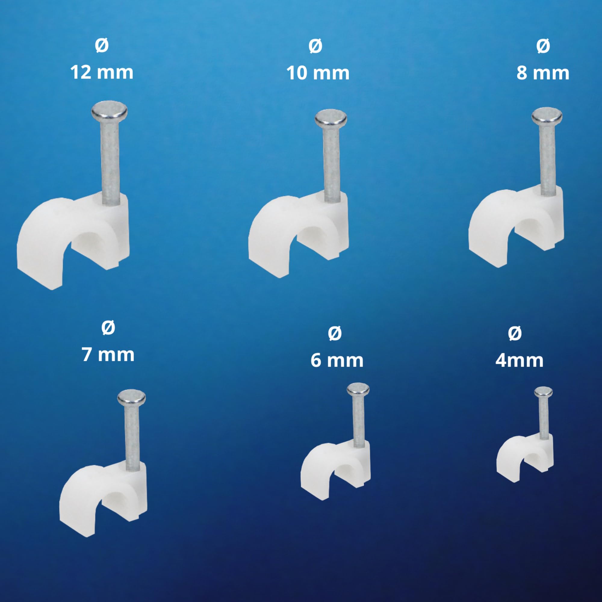 Fermacavi Muro Rotondi Bianchi - Set Da 100 Pezzi Per Cavi Ø 4-12 Mm, Con Chiodino Incluso - Foto 9
