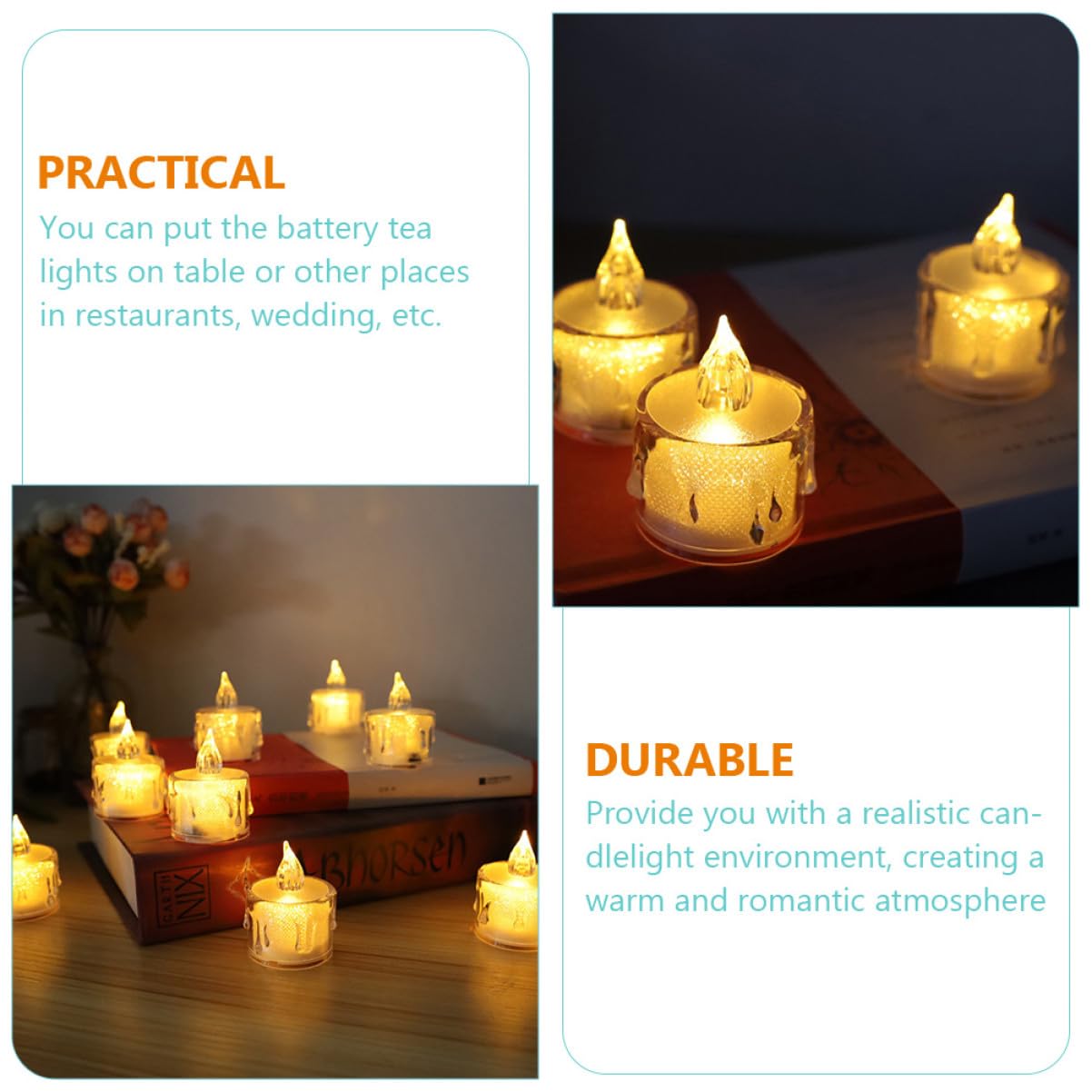 24 Pezzi Candele LED Senza Fiamma Luci Elettroniche Batteria Fiamma Realistica per Feste Ristoranti e Sicure e Decorazioni Atmosferiche