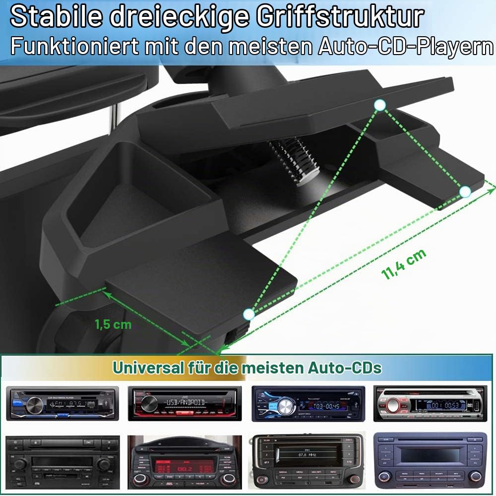 Auto Tablet Halterung CD Schlitz für 4'-13" iPad Smartphones, 360° Universal Tablethalterung, KFZ Vorne CD Schacht Halter für iPad Pro 12.9 10.5 9.7 Air Mini, Kindle Fire, iPhone