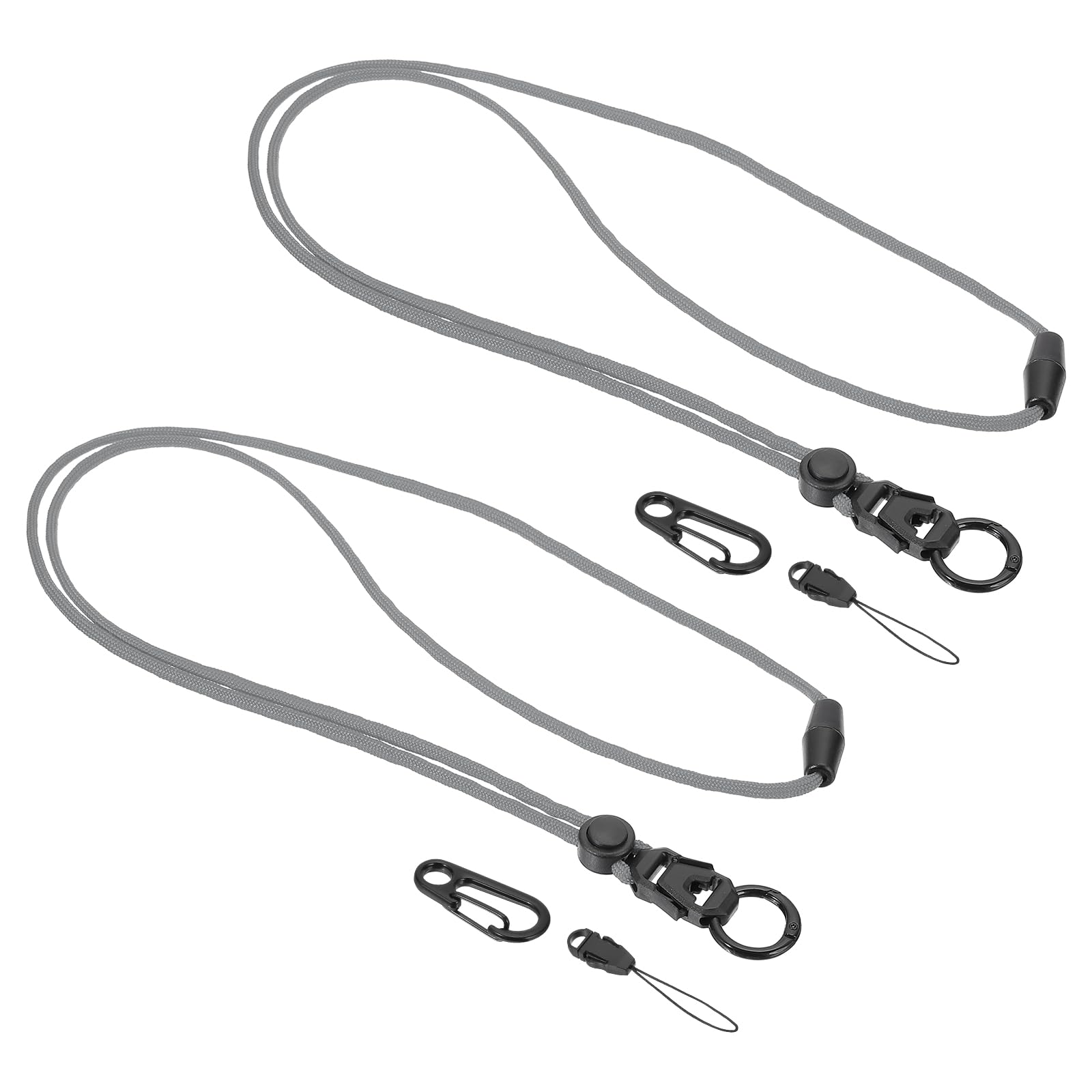 PATIKIL 50cm Neck Lanyard, 2 Pcs Breakaway Badge Lanyard with Detachable Buckle for Keychain ID Badges Wallet Card Holder Car Keys Men & Women, Gray