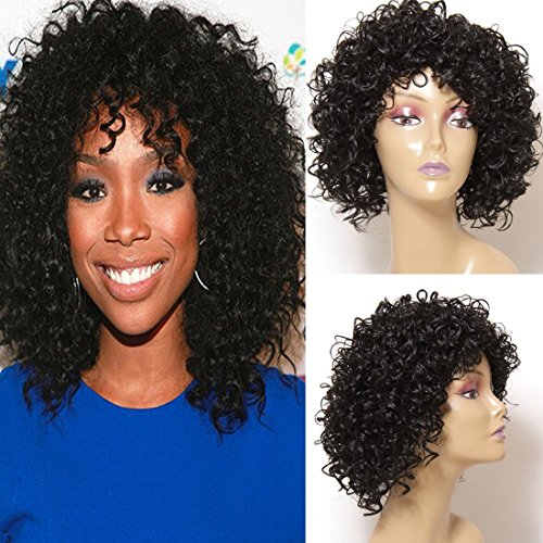 Jolia Hair Fashion Gorgeous Hairstyles Synthetic Short Curly Wavy Full Hair Wigs for Women Natural Look, Jet Black (D03)