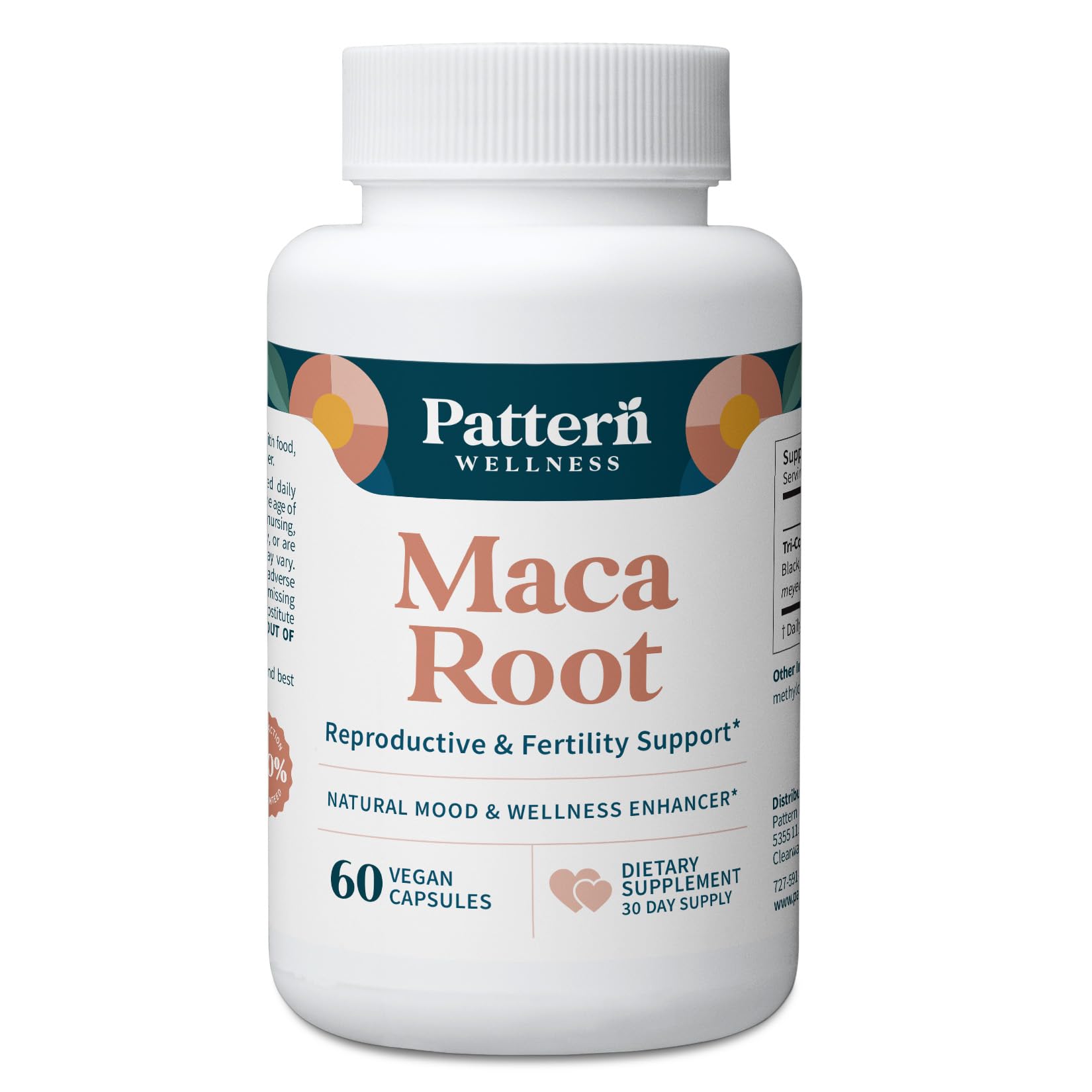 Pattern Wellness Maca Root Extract 20:1-500mg Per Serving – for Men & Women – Tri-Color Black/Red/Yellow Blend – 60 Vegan, Non-GMO Capsules | 20:1 Extract – 500mg Per Serving – for Men & Women – Tri-Color Black/Red/Yellow Blend