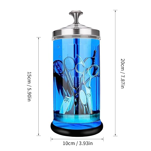 Miniatura 3 de IEBARBER Tarro desinfectante, tarro esterilizador de peluquería, tarro de vidrio duradero para herramientas de uñas y peluquería, tarro de