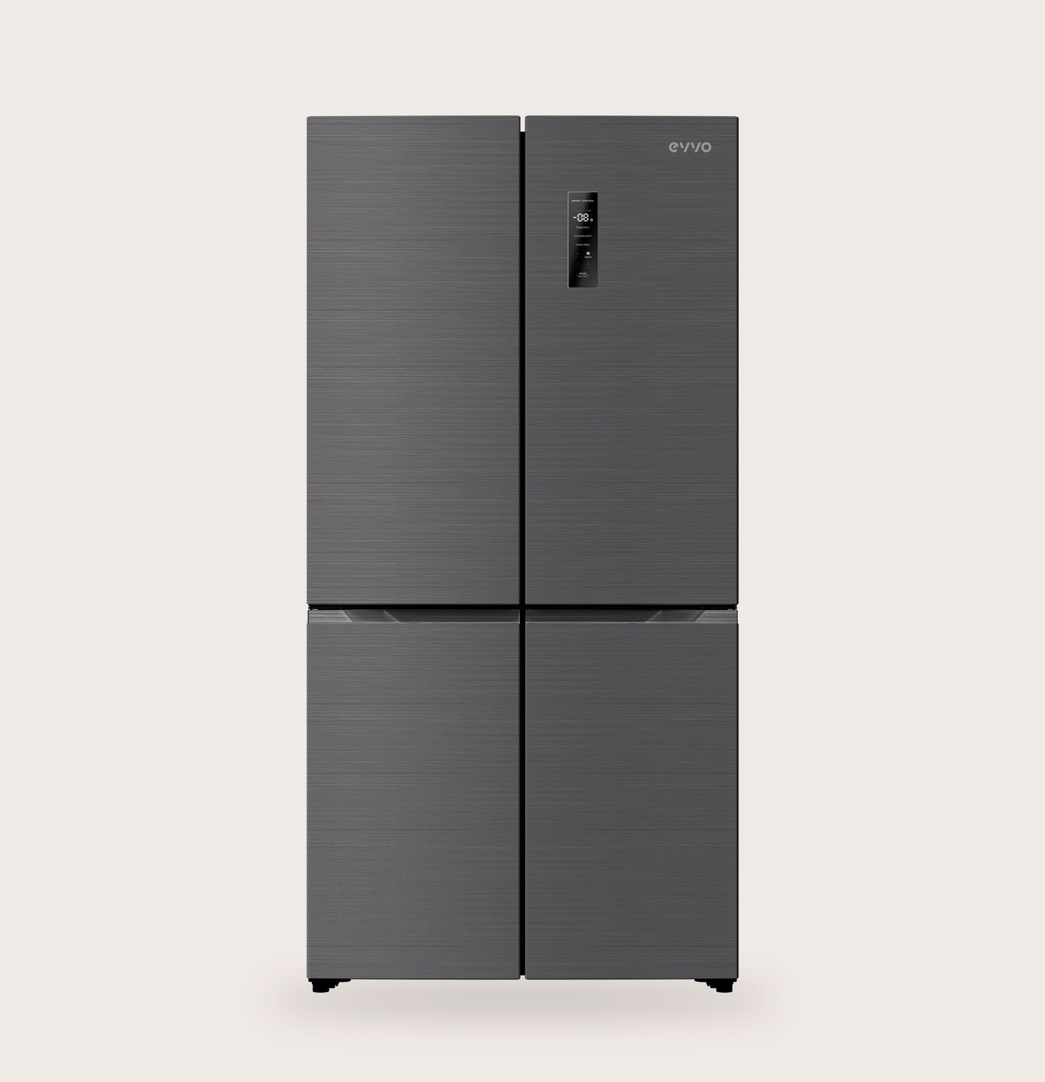 EVVO Frigorífico 4 Puertas - Frigorífico Americano No Frost 463L, Motor Inverter, Clase E, Nevera 315L Frigorífico + 148L Congelador