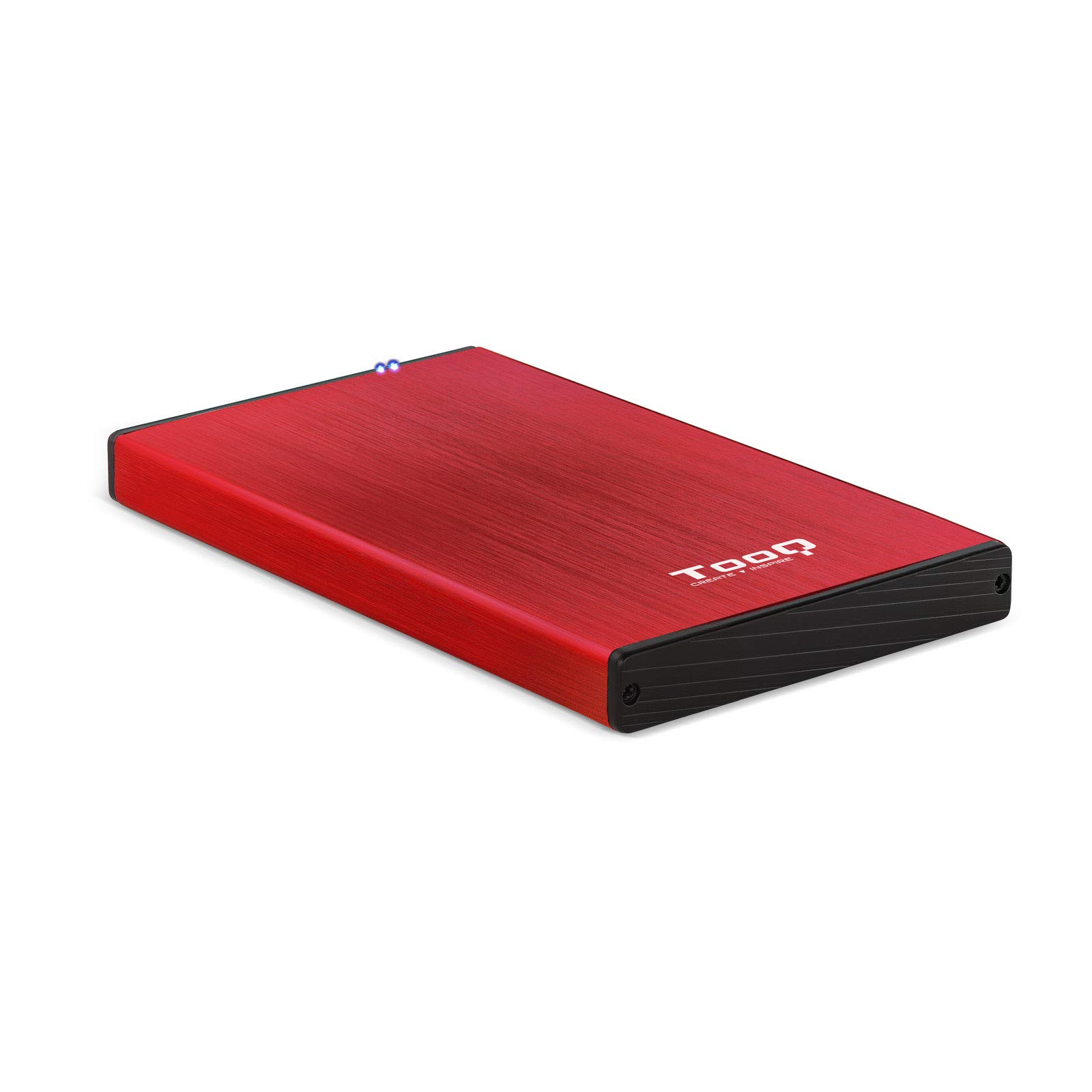 TOOQ TQE-2527R - Custodia per dischi rigidi HDD da 2,5", (SATA I/II/III fino a 9,5 mm di altezza, USB 3.0), alluminio, indicatore LED, rosso, 50 g.