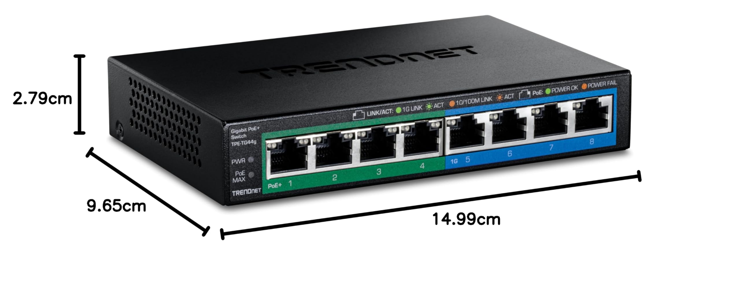 TRENDnet TPE-TG44g - Conmutador de 8 puertos (Gigabit PoE+ GREENnet)