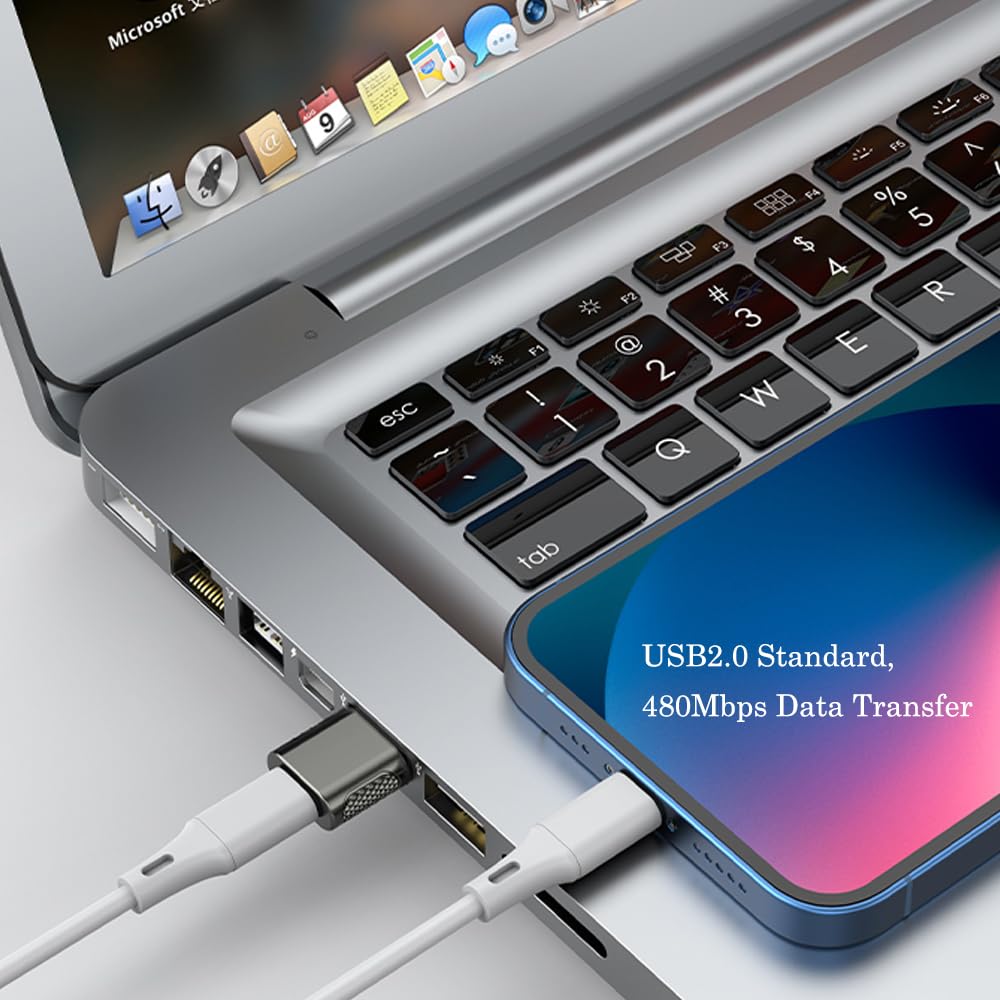 Adapter USB C Buchse auf USB A Stecker, 2 Stück, USB A Ladegerät auf USB Typ C Kabel Konverter für Apple Watch iWatch Serie 7 SE, iPhone, AirPods, iPad, Samsung und mehr