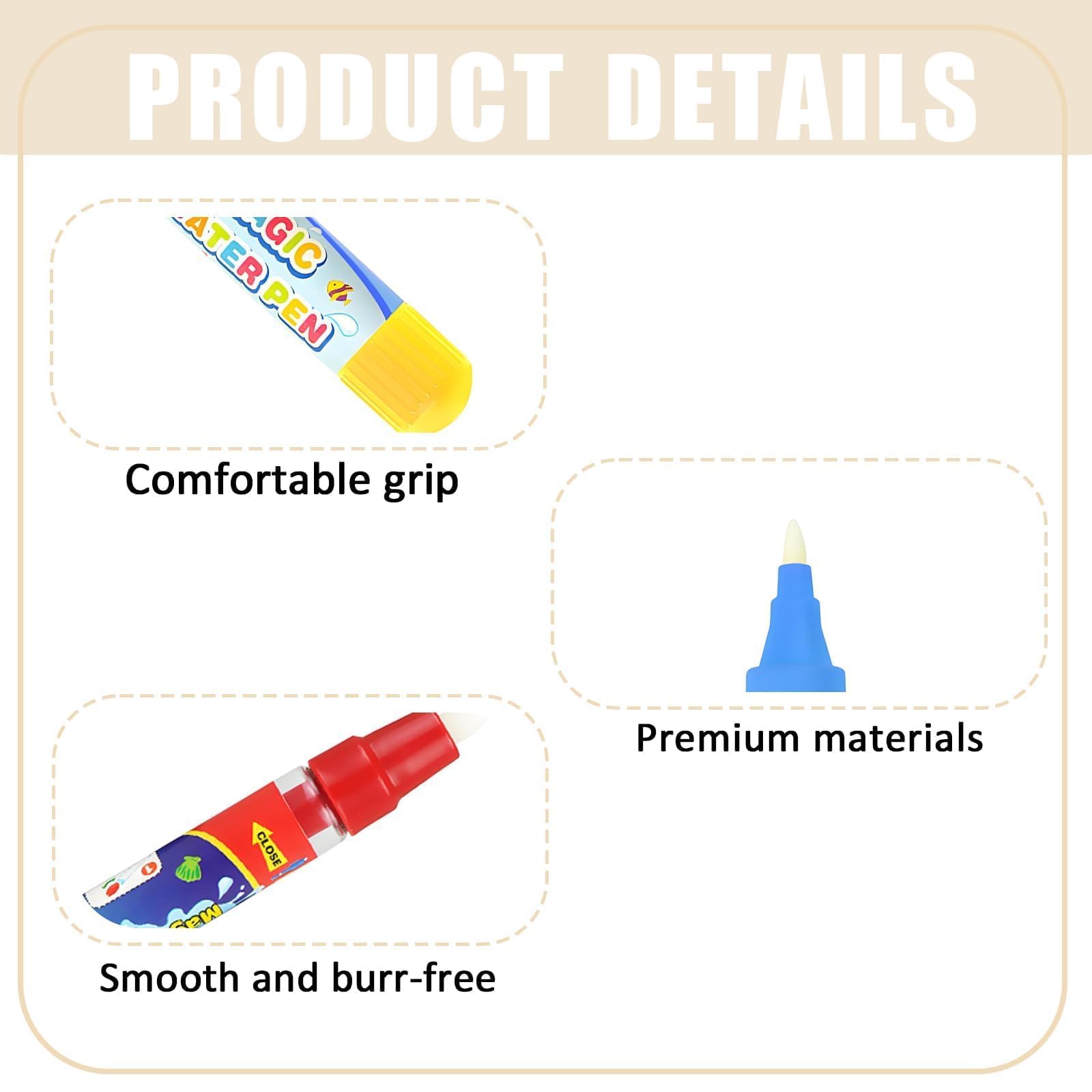 aieieii 6 Pcs Water Pens for Toddlers Replacement Set Reusable Water Creative Toddler Pens Inspire Childrens Creativity - Image 3