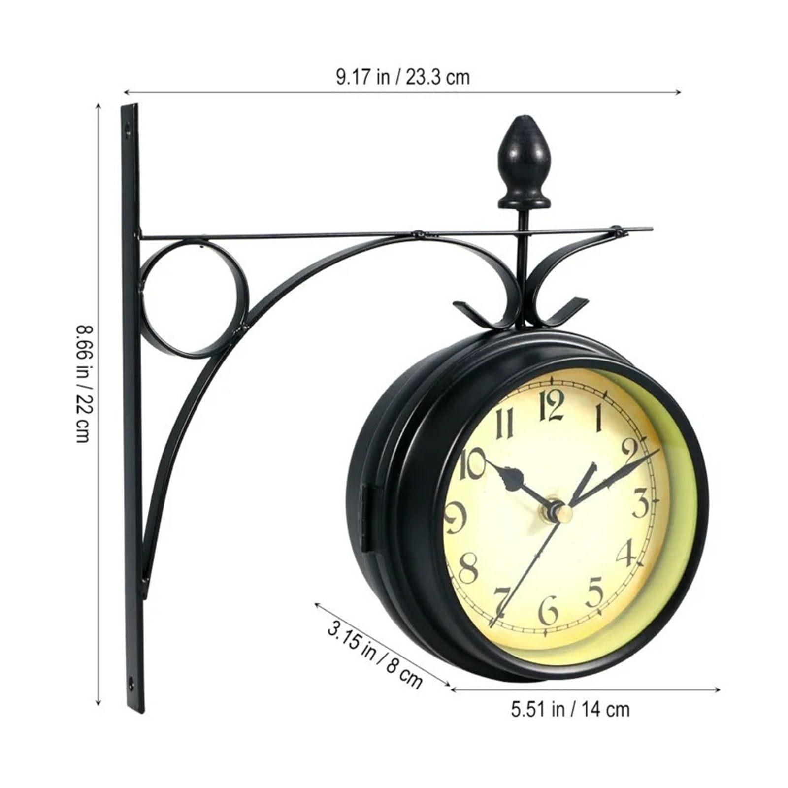 Reloj Colgante De Pared Redondo Aspecto Antiguo Hierro Forjado, Caras Doble Cara, Estación Retro, Lámpara Preciso Y Silencioso(Silver Round Clock)