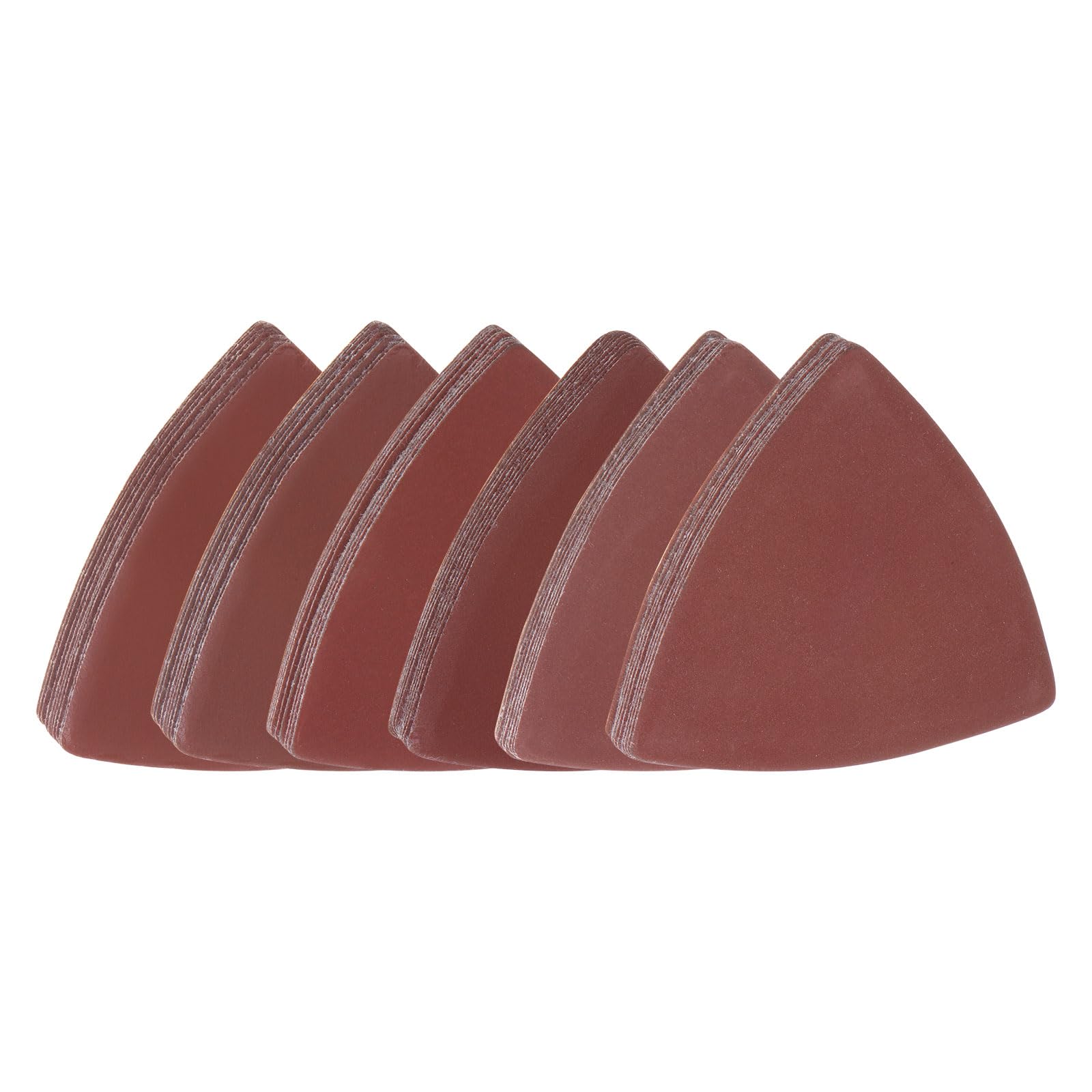 OxoxO - Fogli abrasivi triangolari, 80 mm, grana 40, 60, 80, 120, 180, grana 180, gancio e anello in ossido di alluminio (confezione da 50