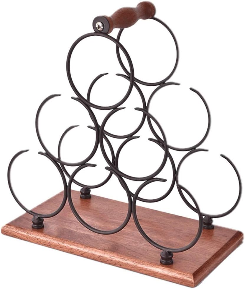 Bottle Holder Shelf Iron Pedestal 6 Bottles Wine Shelves Bottles Rack Cabinet Storage Rack Stand for Work Planes, Pantry (Brass)
