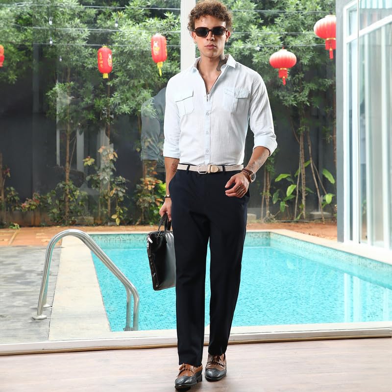 Image of CAHOOT Men's Solid Utility Shirt | Casual Wear | Spread Collar | Long Sleeve | Button Closure | Shirt Crafted with Comfort Fit for Everyday Wear
