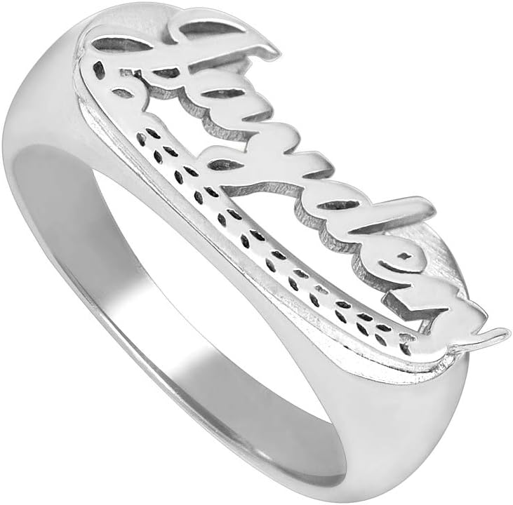 Personalized Name Ring Unisex Engraved Custom Promise Ring High Polish Tarnish Resistant Ring Personalized Jewelry Gift for Women Mother BFF