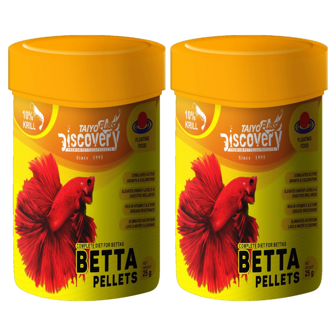 See full amazon price history chart for Taiyo Pluss Discovery® Betta Pellets - 25 g (Pack of 2) | Complete Diet for Bettas | Floating Food for Crown Tail, Long Fin, Big Eared, Koi Fighters & Siamese Fighters Taiyo Pluss Discovery® Betta Pellets - 25 g (Pack of 2) | Complete Diet for Bettas | Floating Food for Crown Tail, Long Fin, Big Eared, Koi Fighters & Siamese Fighters (B0CYC32FRK) Amazon Price History, Amazon Price Tracker