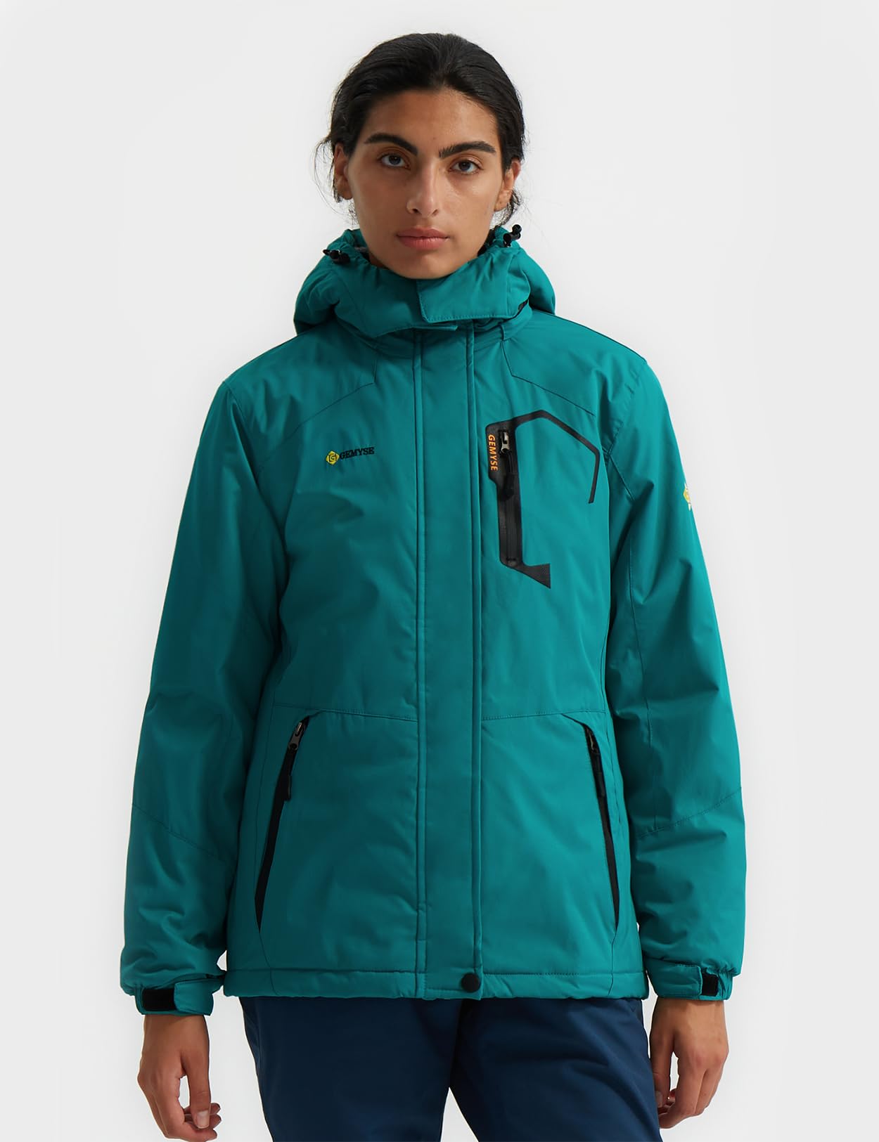 GEMYSE Donna Giacca da Sci impermeabile montagna Giacche Pile invernale antivento Cappotto con Cappuccio