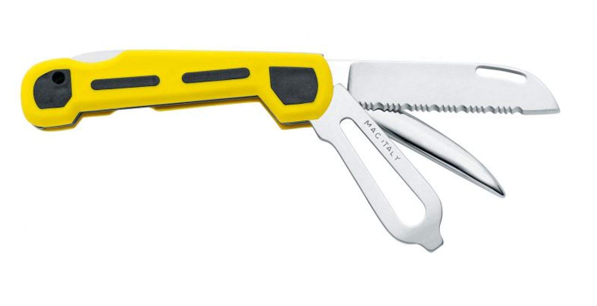 Coltello Nautico Skipper Nero/Giallo - Acciaio Inossidabile - PP con TPE - Multiuso - Outdoor
