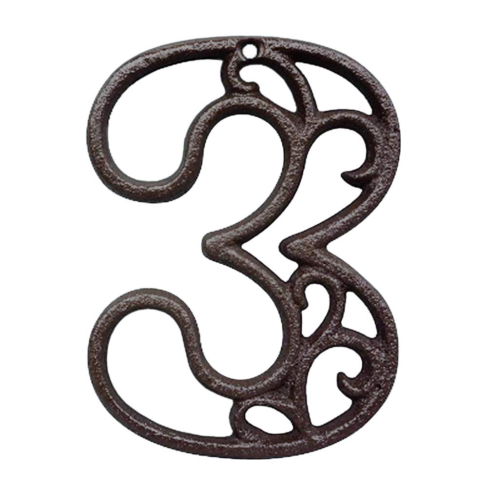 INCREWAY Cast Iron Number, 4.6 Inch Carved Decorative Iron House Numbers Retro Cast Iron Mail Numbers for Coffee Shop Bar Restaurant(3)
