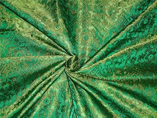 Tissu jacquard de soie vert de haute couture pour créations élégantes