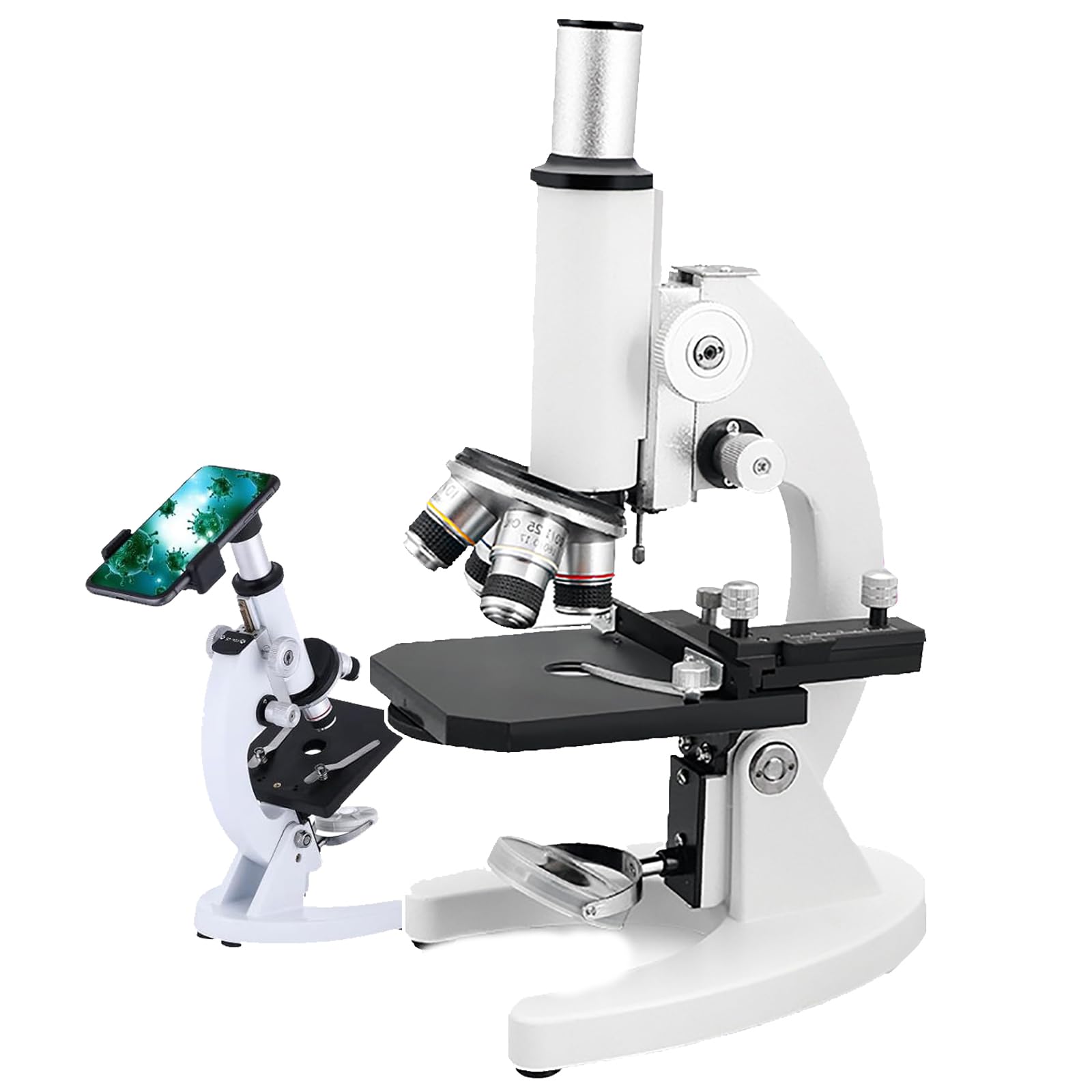 Mikroskop optyczny (70000X/100000X/150000X), mikroskop biologiczny, z 10 okazami + uchwyt na telefon komórkowy, pięciootworowy ściemniacz, do laboratorium domowego i szkolnego,150000X