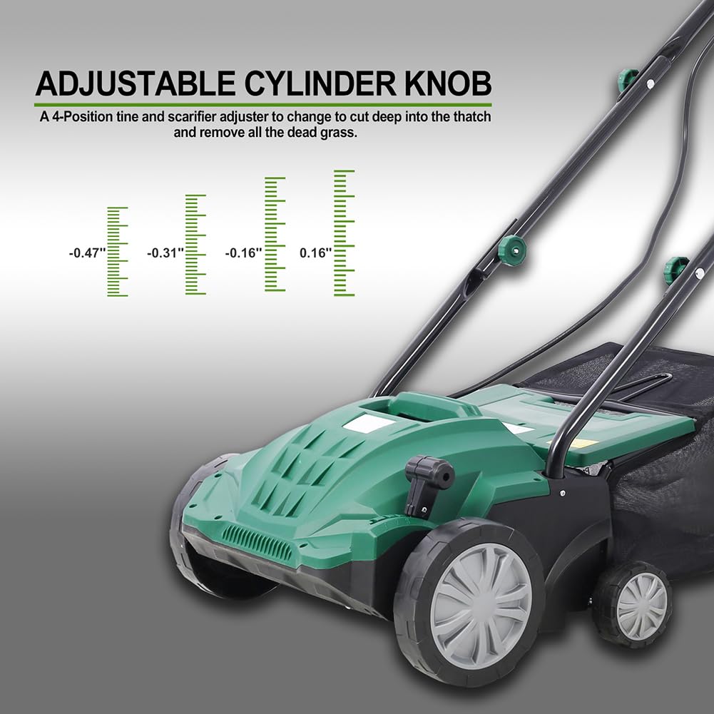 Escarificador eléctrico 2 en 1 de 13 Pulgadas, 12 amperios, con Bolsa de Recogida extraíble de 31.7 Cuartos para césped Principal