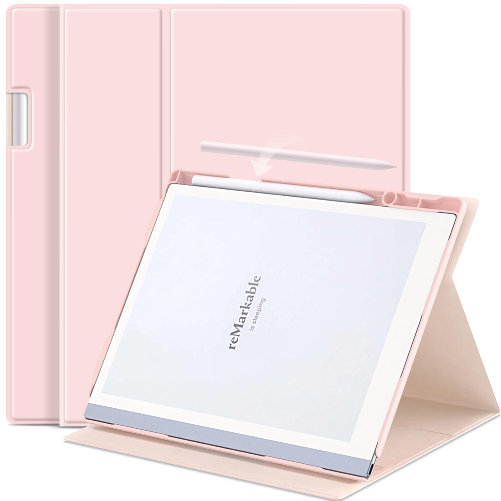 DONGZHU Case for Remarkable 2 Paper Tablet- Multi-Viewing Adjustable Folding Book Folio Cover - with Built-in Pen Holder - for 10.3" 2020 Released (Pink)