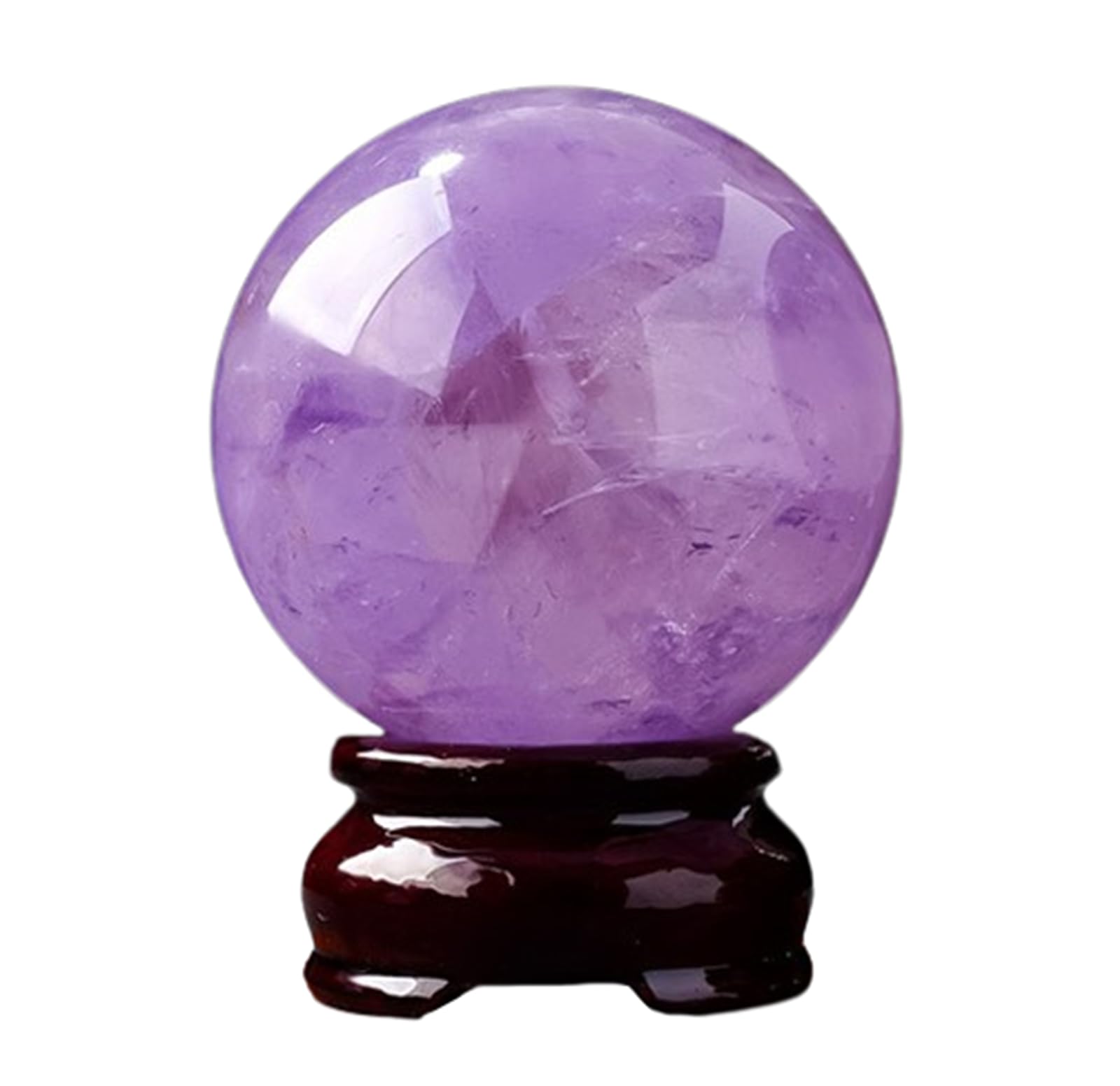 BJXKHFPIV Purple Crystal Ball Amethyst Quartz Crystal Sphere, Crystal Stone with Wooden Base, Gemstone Ball Sphere for Divination, Decoration, Gift,65~70mm