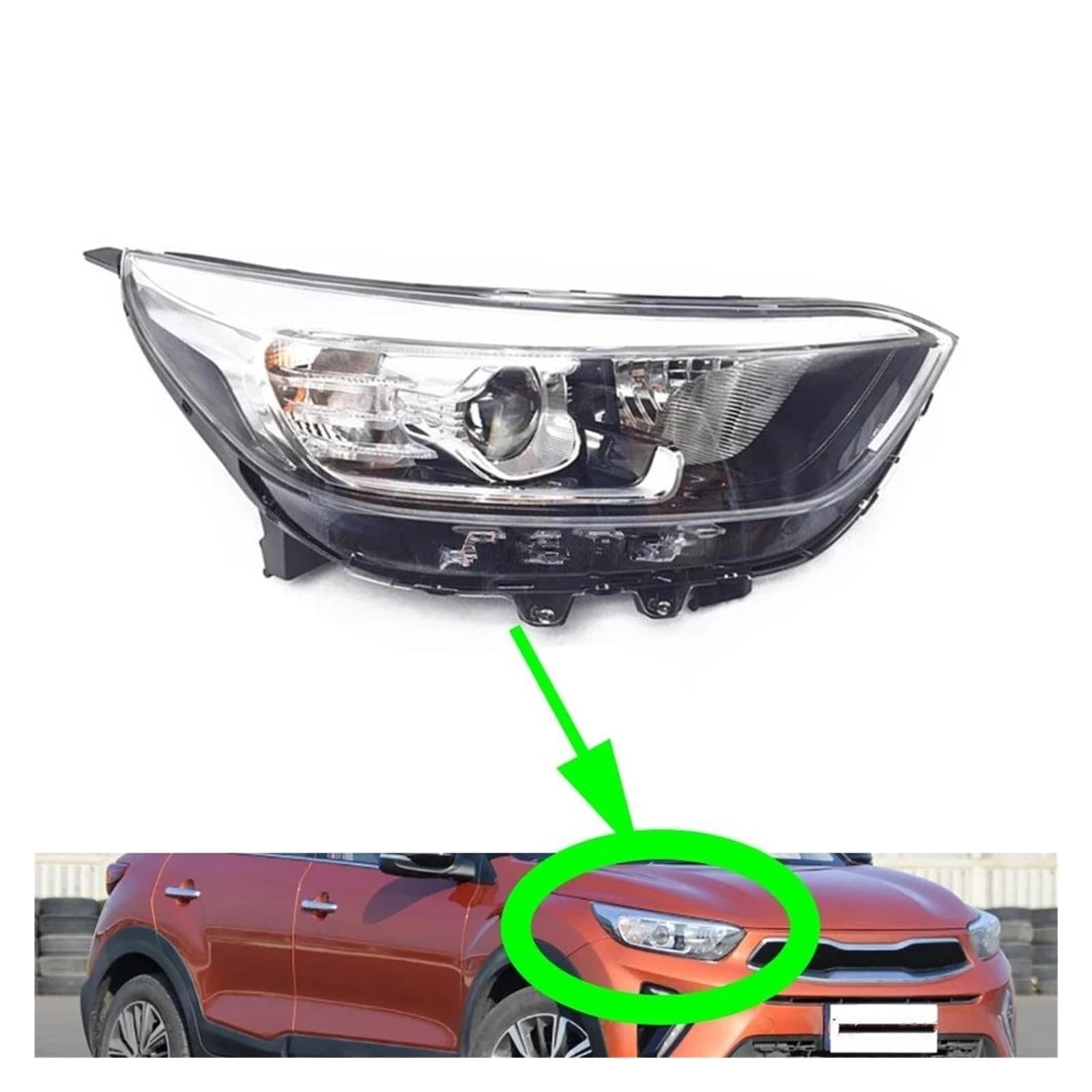 Faros Delanteros Para Kia Stonic KX1 2019-2021 Conjunto Luces Coche Conjunto Faros Delanteros Lámpara Delantera Repuesto(1 Pcs Right Side)