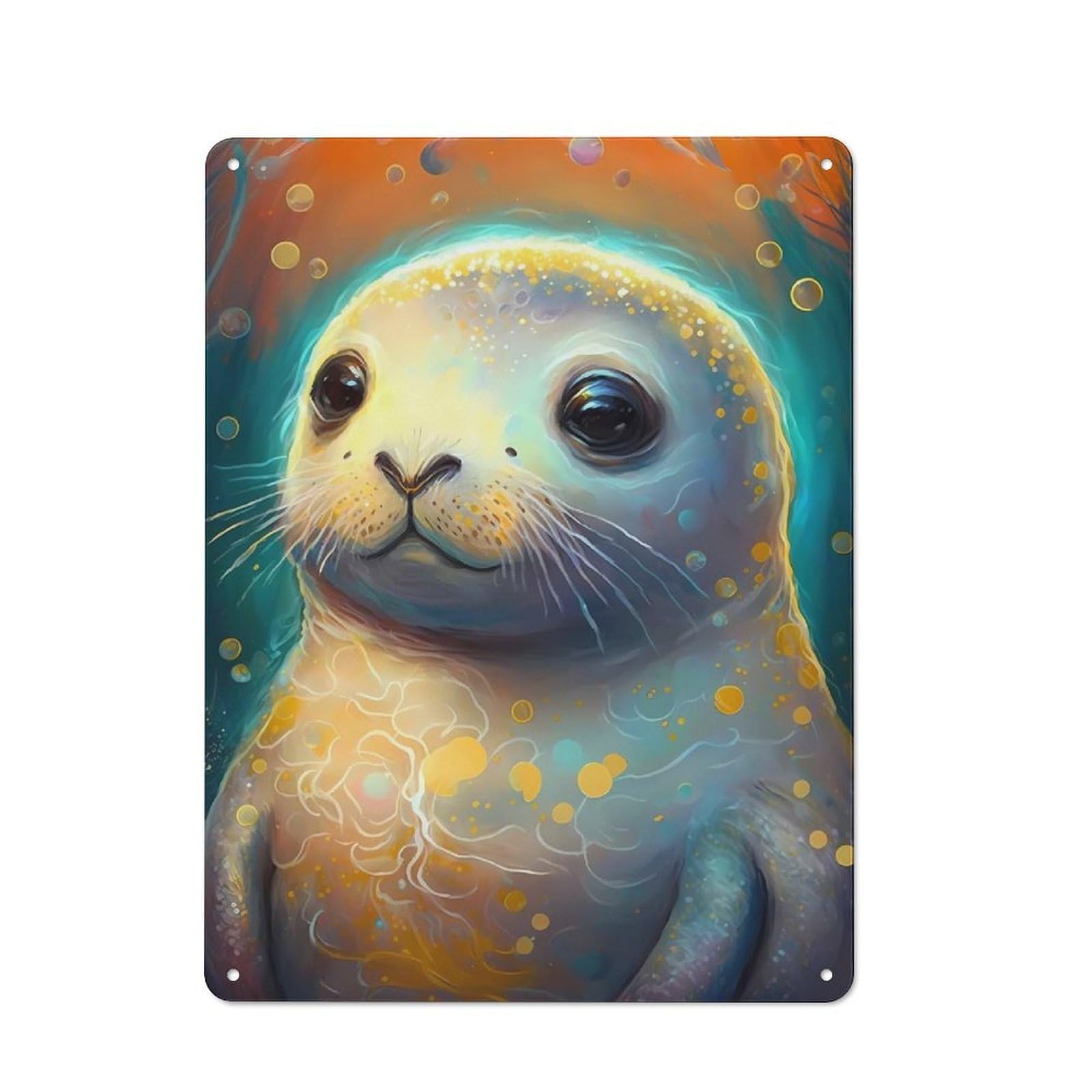 Junmoney Seal Fairy Tale Metal Wall Sign 40X30cm, Modern Retro Loft Wall Plaque For Flat, Bar, Studio Or Gallery Wall