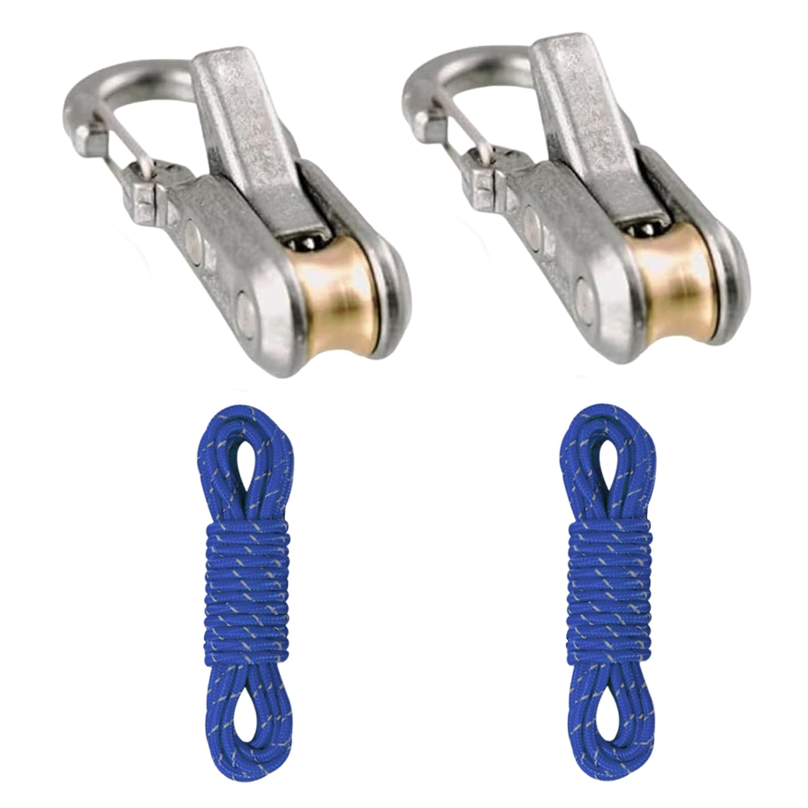 Avzyardy 2 Pack Blue 2/4/6-Pack Rope Roller Cam Lock Tensioner, Cord And Rope Tightening Tool With Carabiner Clips, Fast Adjustable Ropes Tie-Down Kit For Camping Hiking Tarp Boat & Outdoor