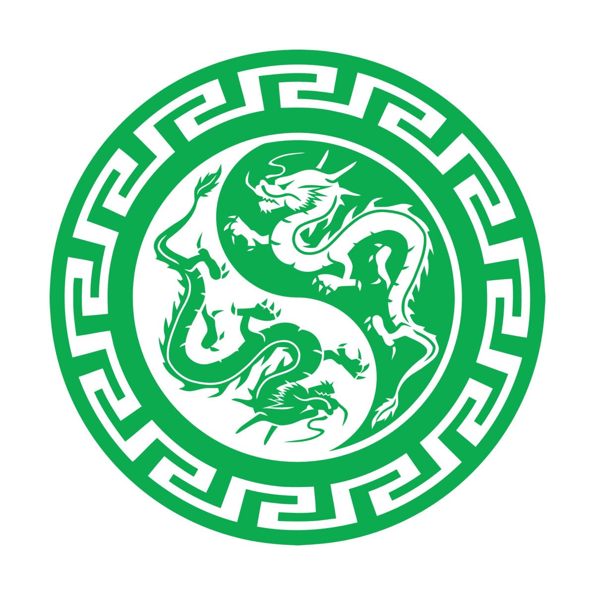 Wall Stickers Chinese Dragons Yin Yang Symbol Buddhism 81x81cm Multi Color Selection Extra Large Green โ image 1