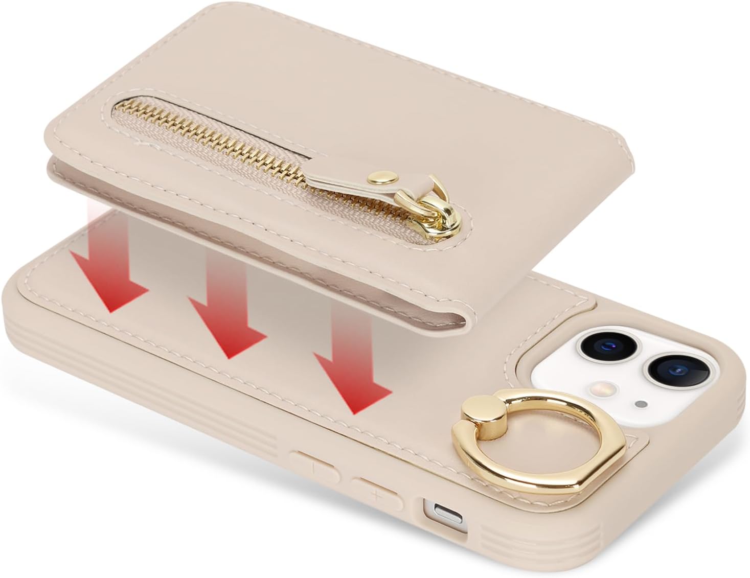 for iPhone 12 Mini Phone case with Card Holder -Warm White image 2