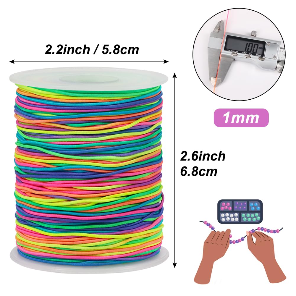 Vivifying 200M Bracelet String, 1mm Elastic for Bracelet Making Elastic Cord for Jewelry Necklace Making and DIY (Rainbow) - Image 2