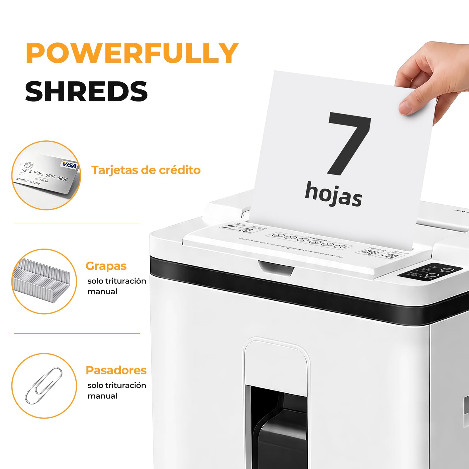 Trituradora de Papel con Alimentación Automática, 40 min Continuo, Nivel P-5, Destructora Eléctrica, Papelera 22L, para Oficina/Casa/Industrial/Hogar