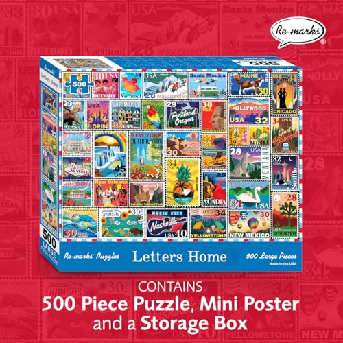 Rompecabezas Re-marks Letters Home Stamp Collage de 500 piezas para todas las edades miniatura 3