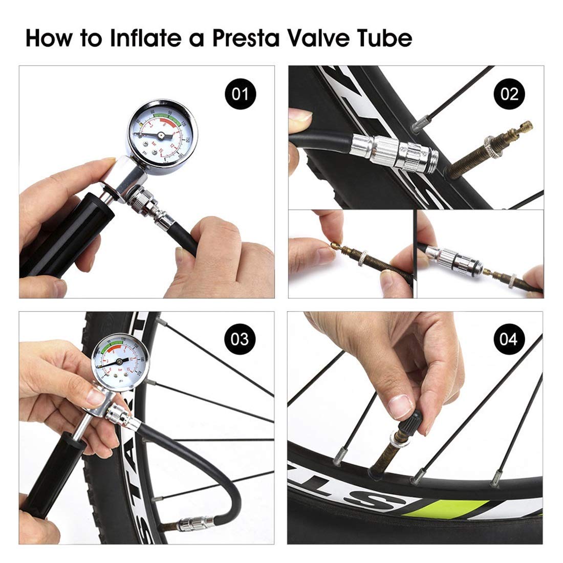 Pompa di Bicicletta Bicicletta Pompa ad Alta Pressione di gonfiaggio Gauge Handheld Bicicletta di Alta qualità Durevole e Pratico