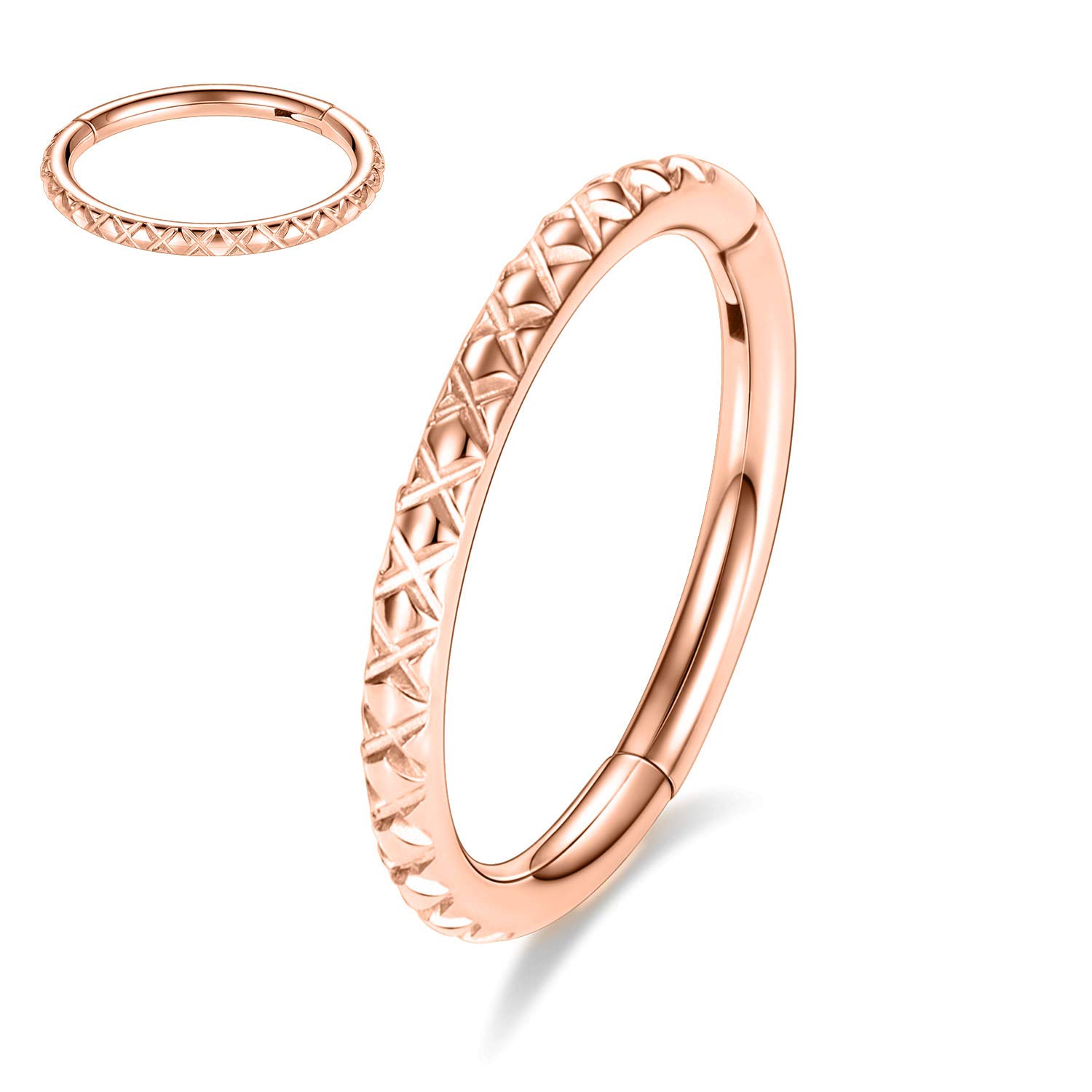 hengkaixuan CZ/Opal Nose Rings Conch Jewellery Septum Clicker 316L Surgical Steel Segment Ring Helix Cartilage Earrings Hoop Daith Tragus Rook Piercing Jewellery — view 57